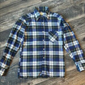 Vintage 90’s County Seat Blue Plaid Men's Flannel Shirt Size M